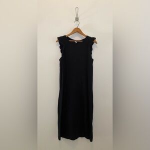 Old Navy Black Midi Dress with Ruffle Sleeves